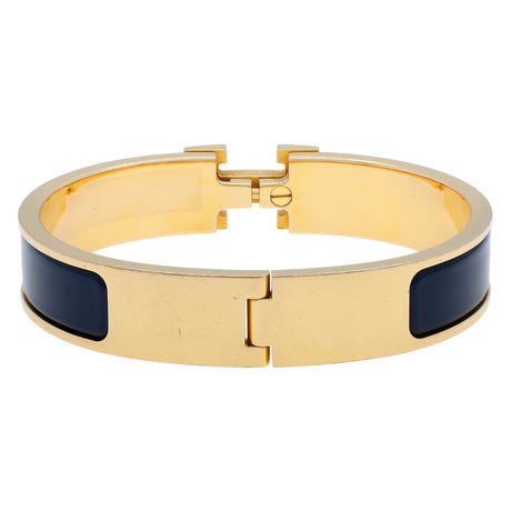 Hermes Blue Enamel Clic H Bracelet