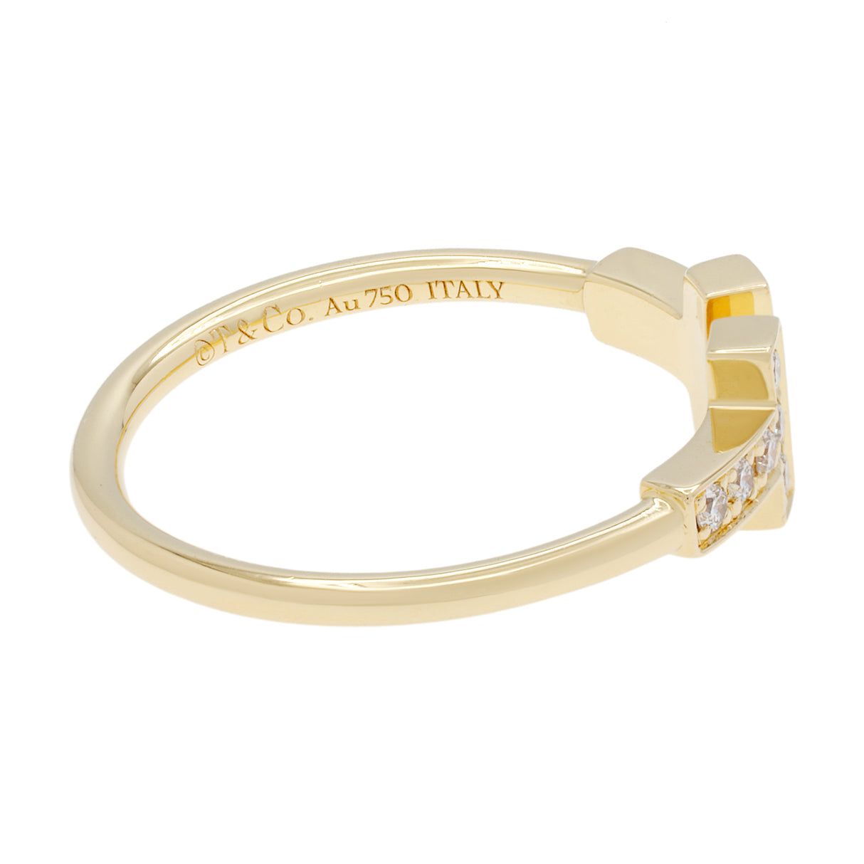 Tiffany & Co. 18K Yellow Gold Diamond T Wire Ring Designer Jewellery Tiffany and Co