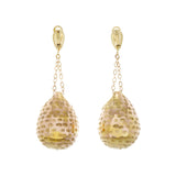 18K Rose Gold Puffed Teardrop Dangle Earrings Fine Jewellery Modaselle