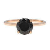 18K Rose Gold Black Diamond Solitaire Halo Ring