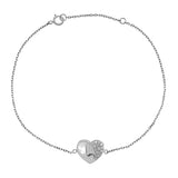 18K White Gold Diamond Heart Bracelet