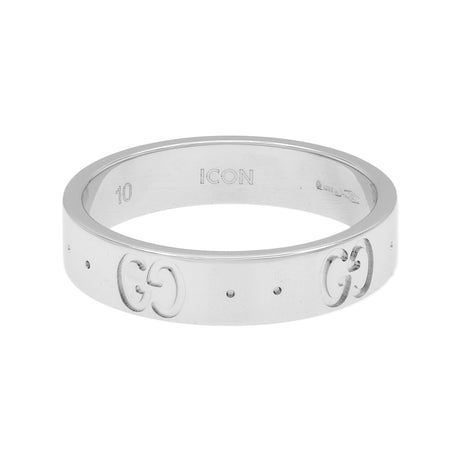 Gucci 18K White Gold Icon Band Ring Designer Jewellery Gucci