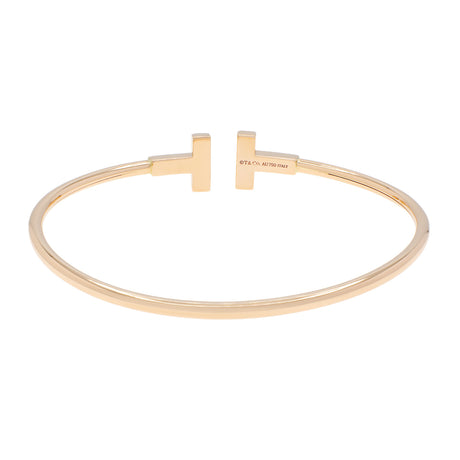 Tiffany & Co. 18K Rose Gold Diamond T Wire Bracelet Designer Jewellery Tiffany and Co