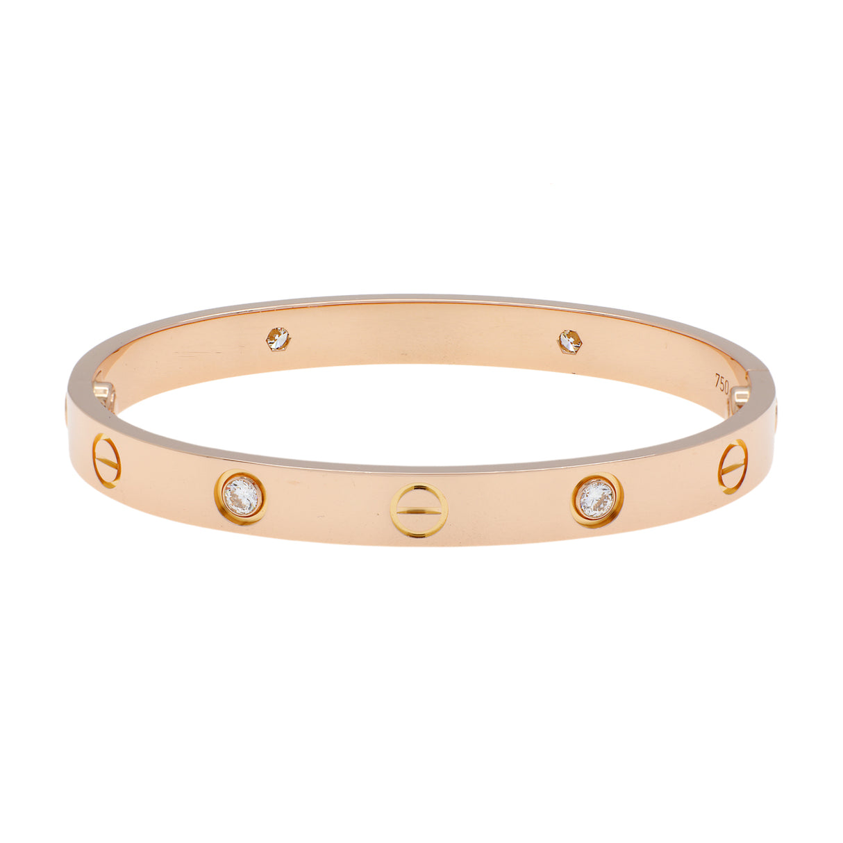Cartier 18K Rose Gold 4 Diamond Love Bracelet Designer Jewellery Cartier