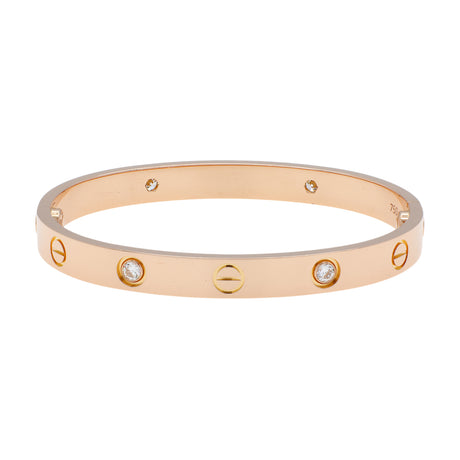 Cartier 18K Rose Gold 4 Diamond Love Bracelet Designer Jewellery Cartier