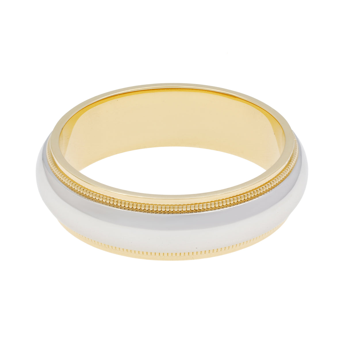 Tiffany & Co. 18K Yellow Gold Platinum 6mm Milgrain Band Ring Rings Tiffany and Co