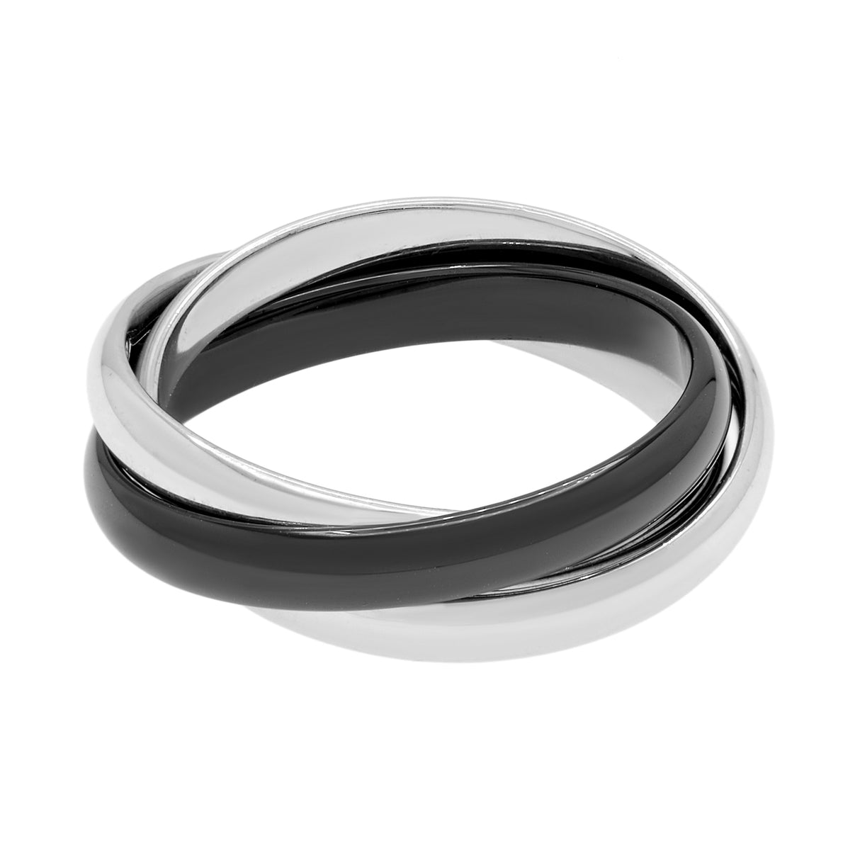 Cartier 18K White Gold Ceramic Trinity Ring Designer Jewellery Cartier