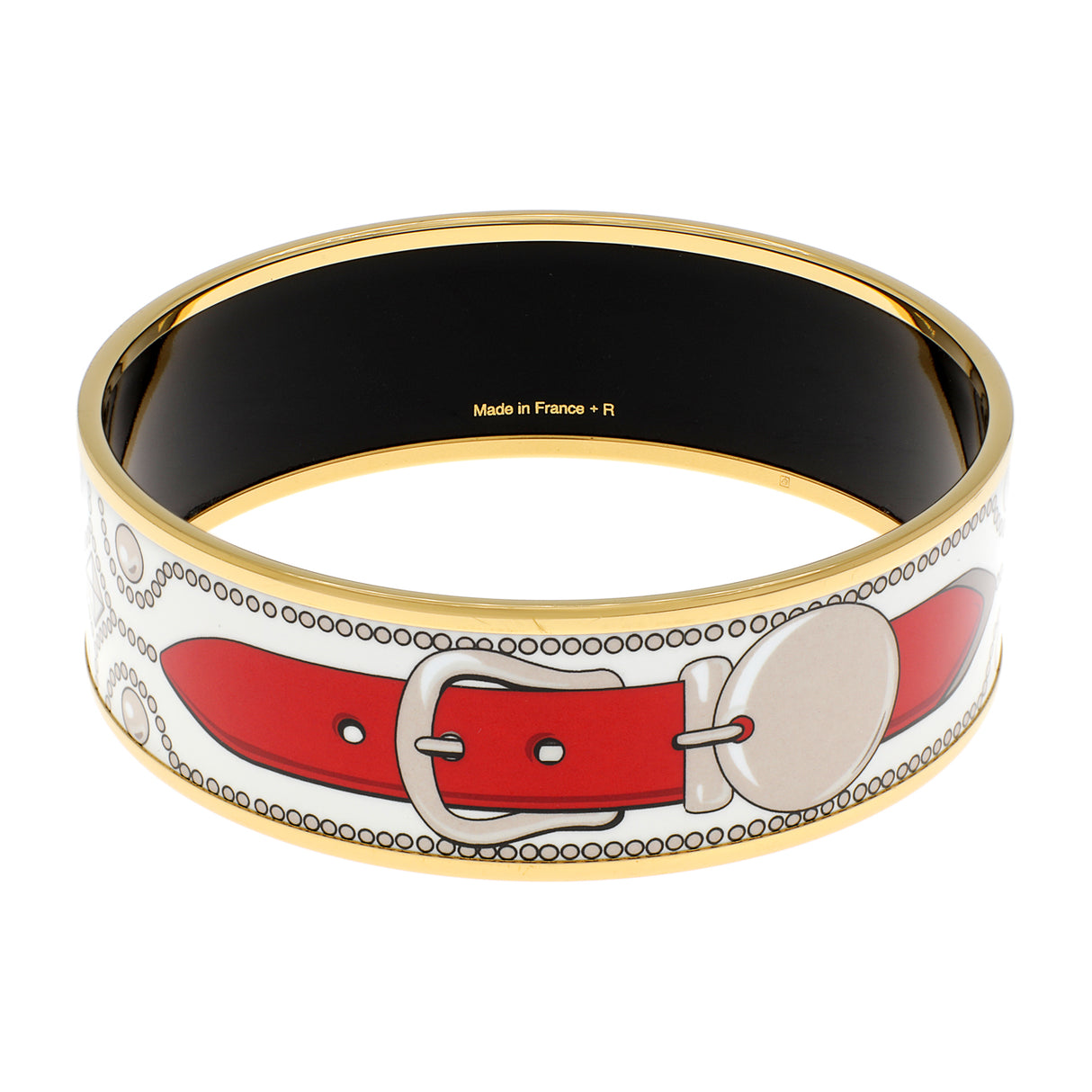 Hermes Wide Enamel Printed Bracelet