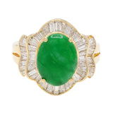 18K Yellow Gold Cabochon Jadeite Diamond Ring Fine Jewellery Modaselle