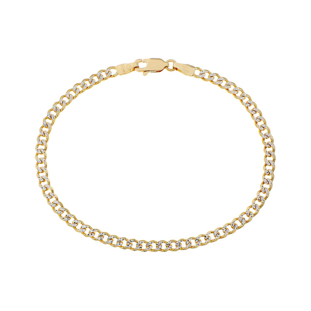 18K Yellow/White Gold Italian Curb Bracelet Fine Jewellery Modaselle