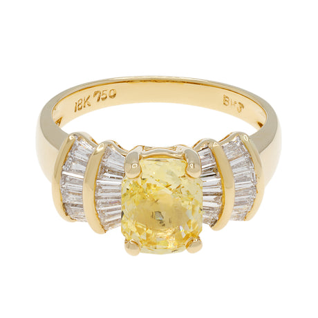 18K Yellow Gold 2.29ct Fancy Yellow Sapphire Diamond Ring Fine Jewellery Modaselle