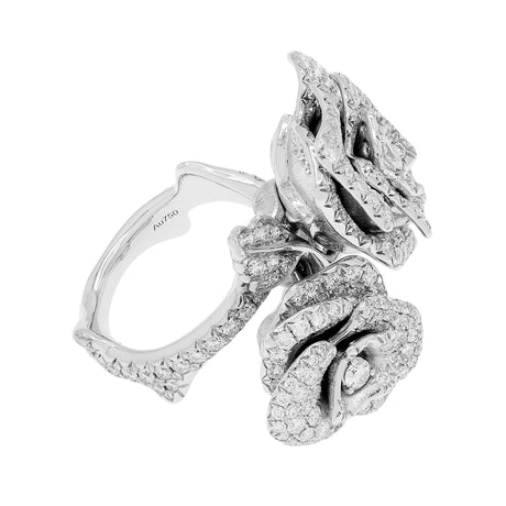 18K White Gold 4.02 Carat Diamond Rose Blossom Ring Fine Jewellery Modaselle