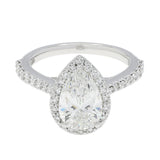 18K White Gold 1.51 Carat Pear Diamond Halo Ring Fine Jewellery Modaselle