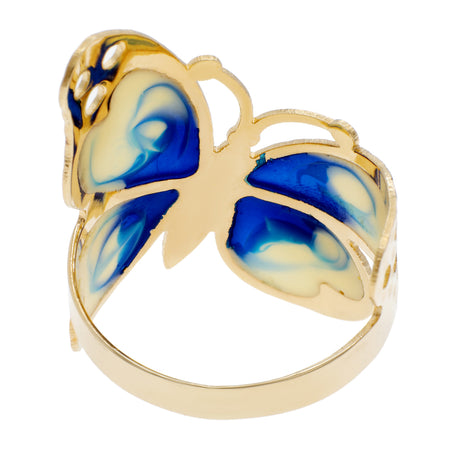 14K Gold Enamel Butterfly Ring