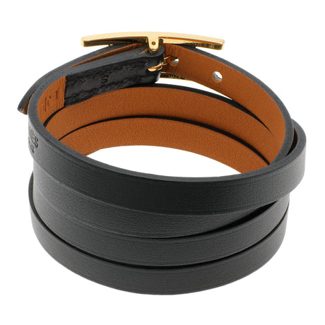 Hermes Black Chamonix Hapi 4 Tour Wrap Bracelet