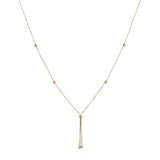 18K Yellow Gold Lariat Bead Necklace