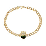 Gucci 18K Yellow Gold Diamond Chrome Diopside Lion Head Bracelet Designer Jewellery Gucci