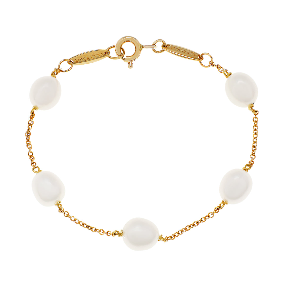 Tiffany & Co. 18K Yellow Gold Elsa Peretti Pearls by the Yard Bracelet Designer Jewellery Tiffany and Co