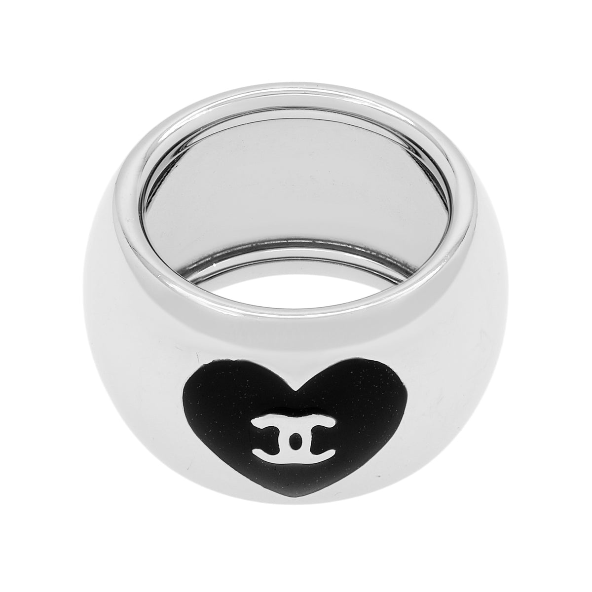 Chanel Enamel CC Heart Ring Designer Jewellery Chanel
