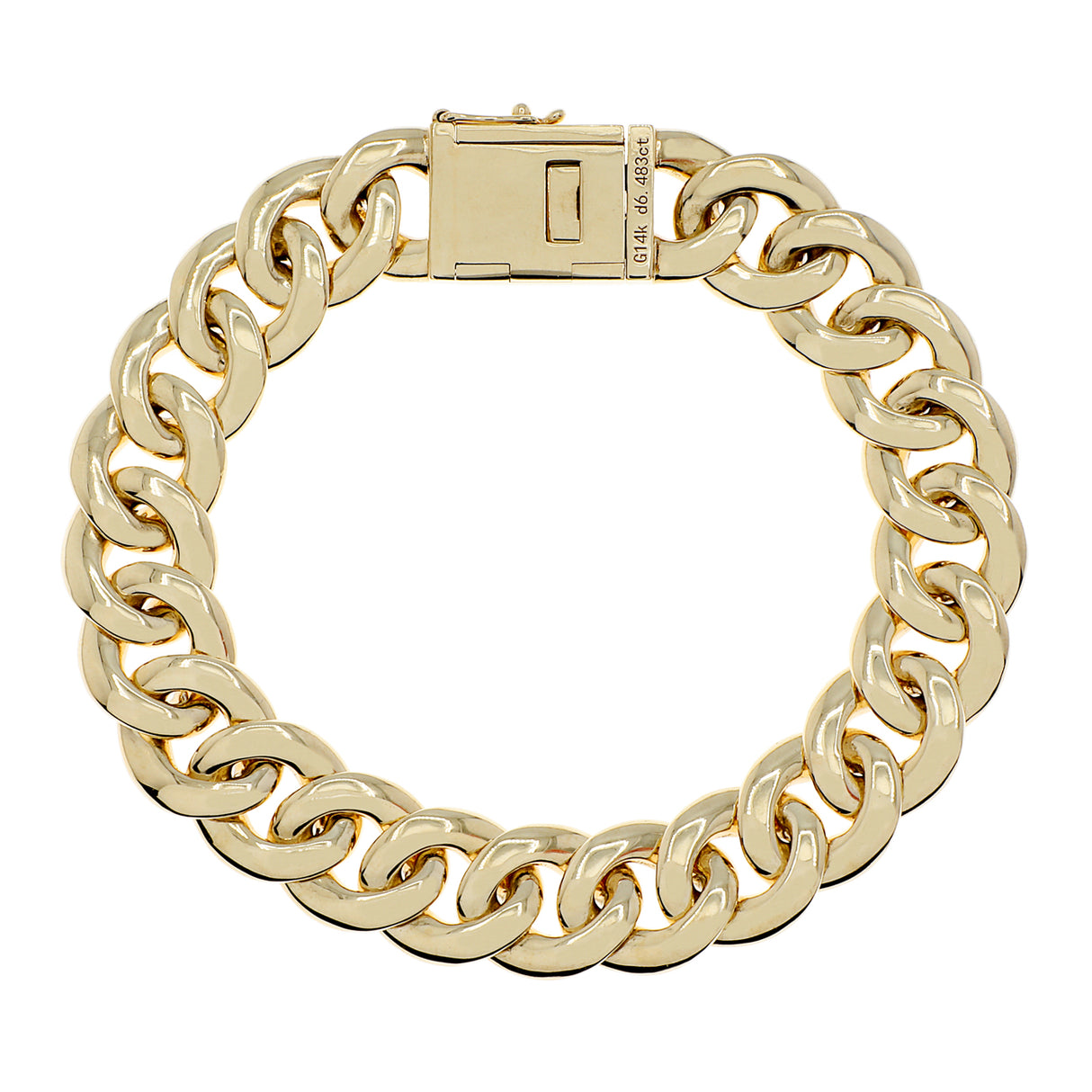 14K Yellow Gold 6.48 Carat Pave Curb Link Bracelet