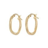 18K Yellow Gold Twist Hoop Earrings