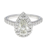 14K White Gold 1.23 Carat Pear Diamond Halo Ring Fine Jewellery Modaselle