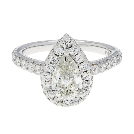 14K White Gold 1.23 Carat Pear Diamond Halo Ring Fine Jewellery Modaselle