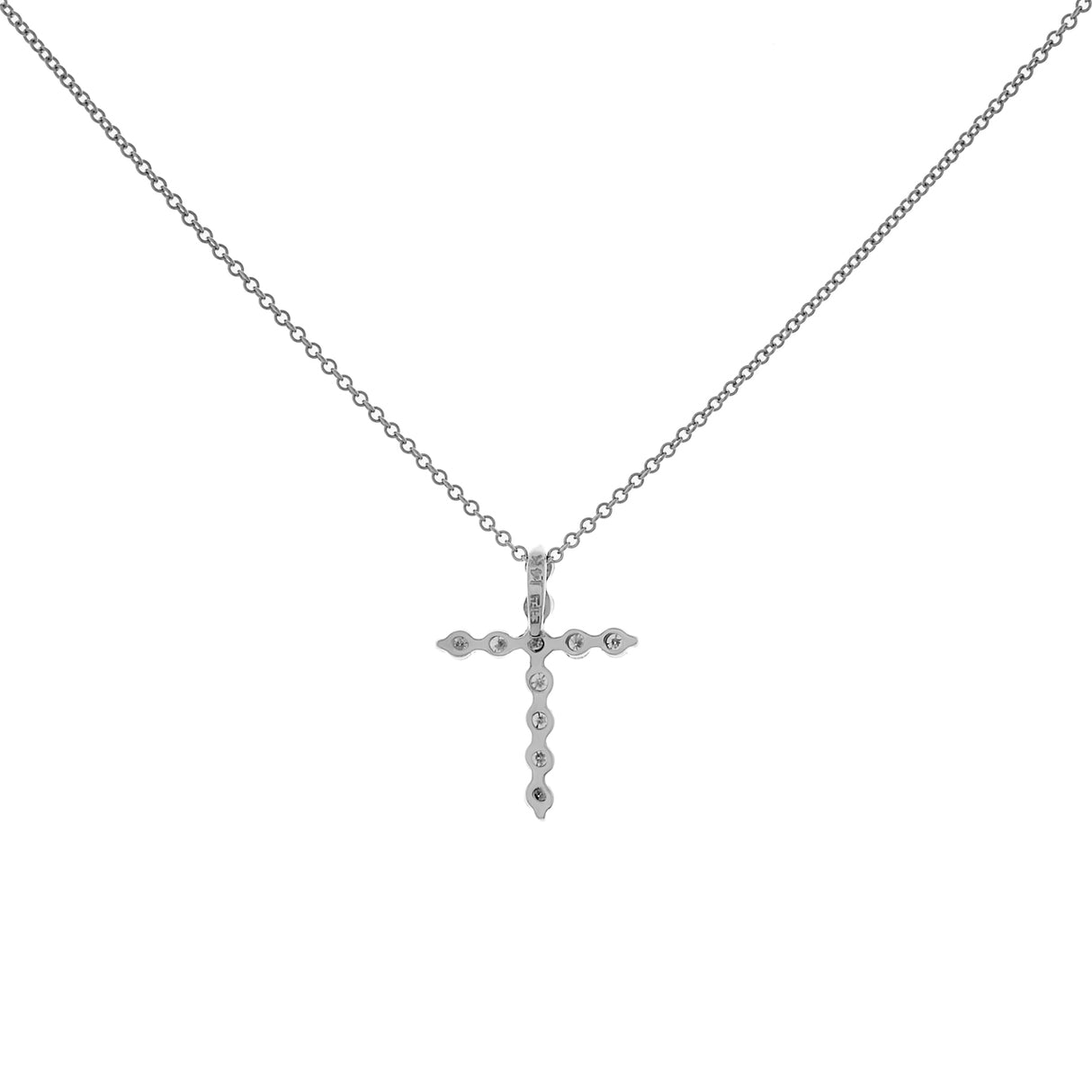 14K White Gold 0.42 Carat Diamond Cross Pendant