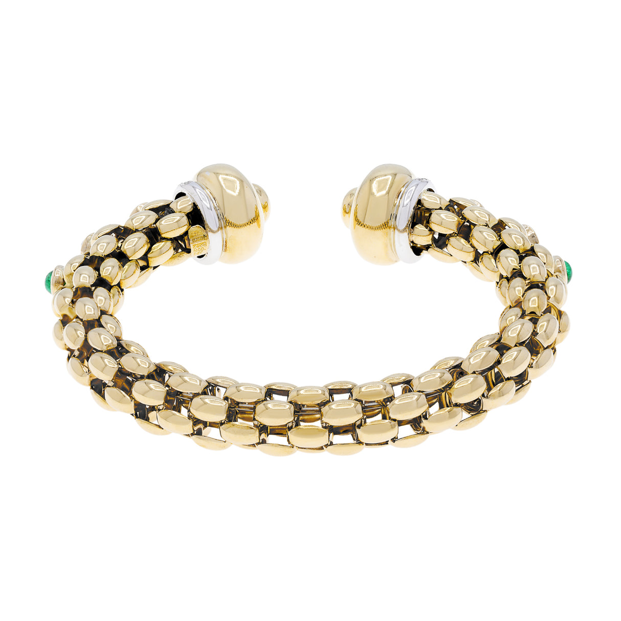 FOPE 18K Yellow Gold Flex'it Multi-Gemstone Open Bangle Fine Jewellery Modaselle