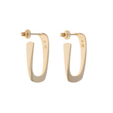 14K Yellow Gold Rectangular Hoop Earrings Fine Jewellery Modaselle