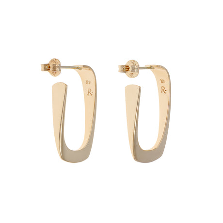 14K Yellow Gold Rectangular Hoop Earrings Fine Jewellery Modaselle