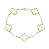 Van Cleef & Arpels 18K Yellow Gold Mother of Pearl 5 Motifs Vintage Alhambra Bracelet Designer Jewellery Van Cleef and Arpels