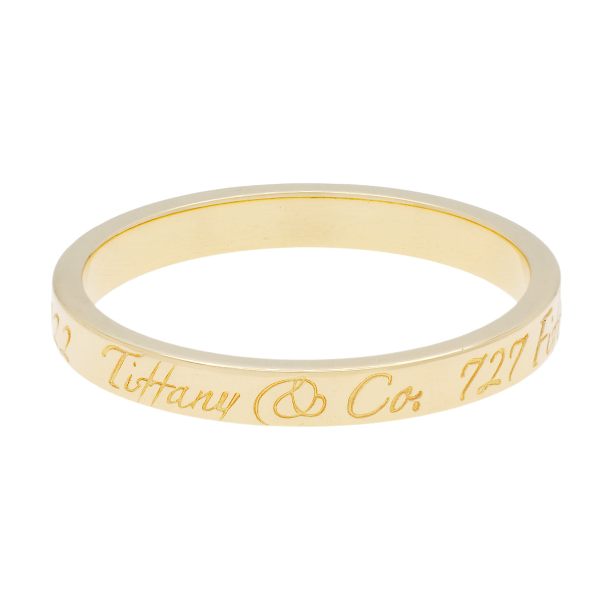 Tiffany & Co. 18K Yellow Gold Notes 'Fifth Avenue New York' Band Ring Designer Jewellery Tiffany and Co