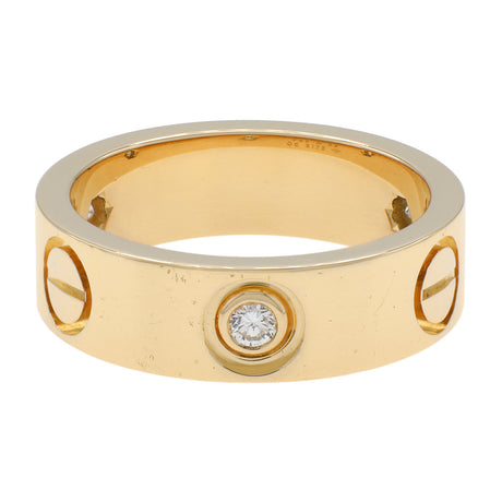 Cartier 18K Yellow Gold 3 Diamond Love Ring