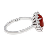18K White Gold Cabochon Coral Halo Diamond Ring Fine Jewellery Modaselle