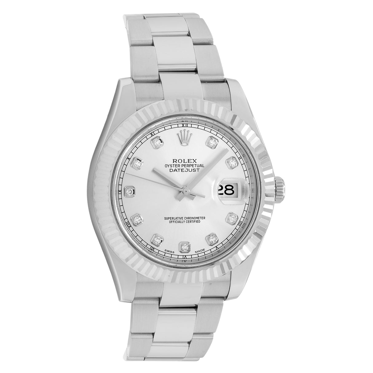 Rolex Stainless Steel 18K White Gold Diamond Datejust II 116334 Watches Rolex