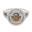 14K White Gold 1.57 Carat Fancy Vivid Brown Diamond Double Halo Ring Fine Jewellery Modaselle