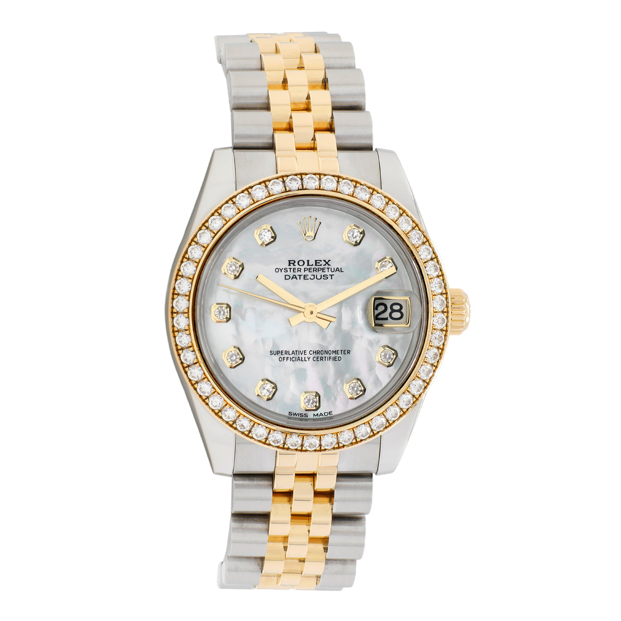 Rolex Stainless Steel 18K Yellow Gold Diamond Datejust 31 178383 Watches Rolex