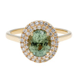 14K Yellow Gold 2.63 Carat Green Sapphire Ring