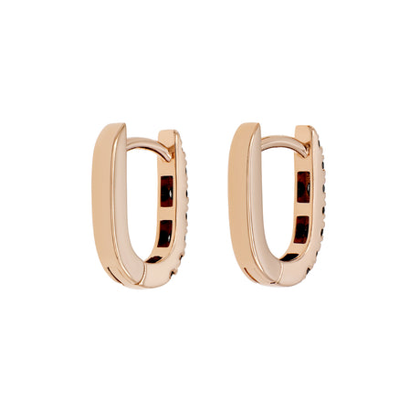 18K Rose Gold Black Diamond Huggie Earrings