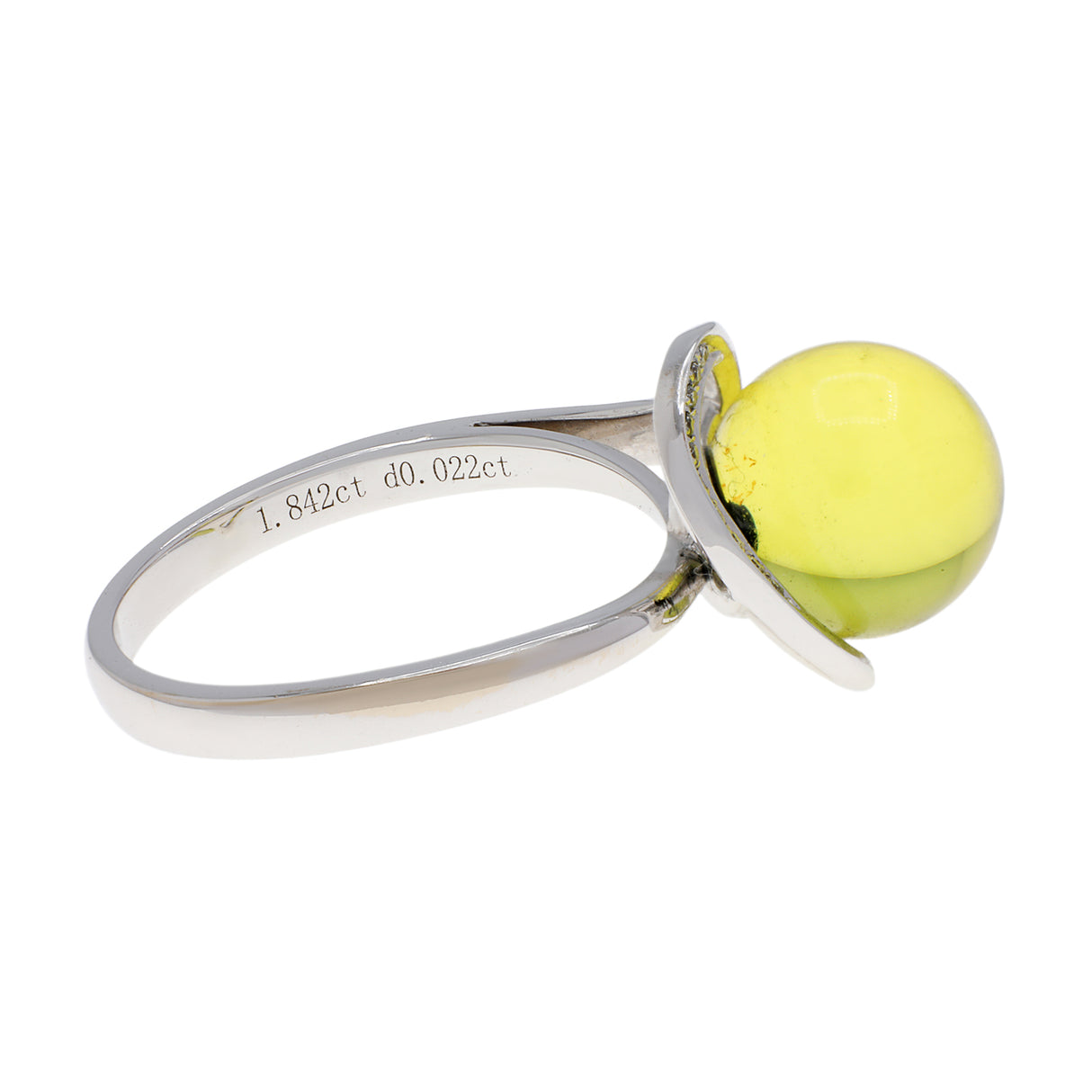 18K White Gold 1.84 Carat Spherical Citrine Ring Fine Jewellery Modaselle