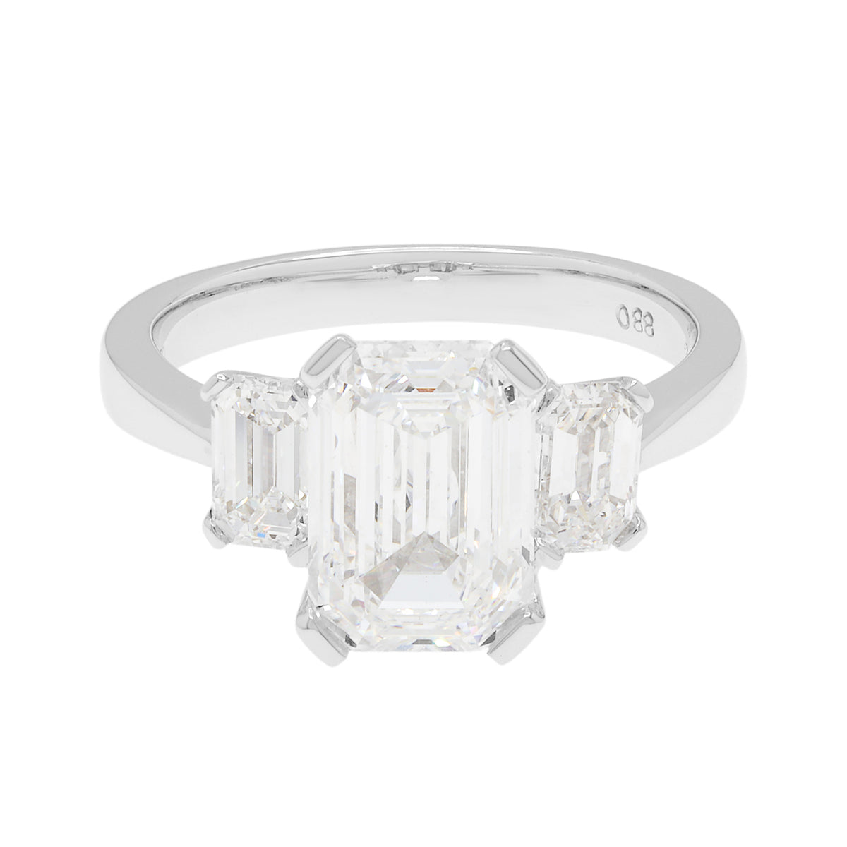 18K White Gold 3.00ct Emerald Past Present Future Diamond Ring Fine Jewellery Modaselle