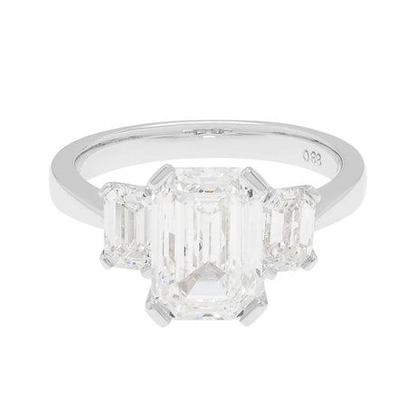 18K White Gold 3.00ct Emerald Past Present Future Diamond Ring Fine Jewellery Modaselle