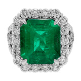 Platinum 7.54 Carat Emerald Diamond Ring