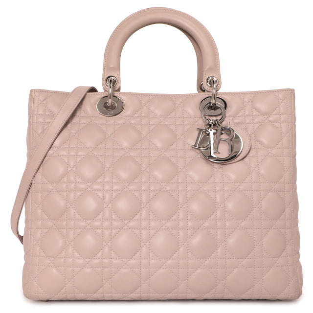 Christian Dior Pink Lambskin Cannage Large Lady Dior Christian Dior