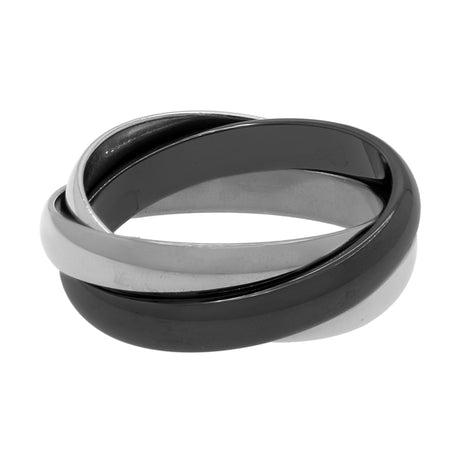 Cartier 18K White Gold Ceramic Trinity Ring