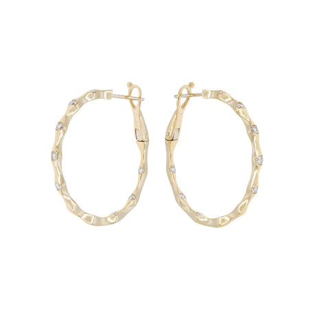 14K Yellow Gold 0.42 Carat Diamond Hoop Earrings Fine Jewellery Modaselle