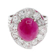 14K White Gold 5.57 Carat Ruby Diamond Halo Ring Fine Jewellery Modaselle