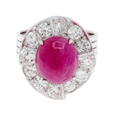 14K White Gold 5.57 Carat Ruby Diamond Halo Ring Fine Jewellery Modaselle