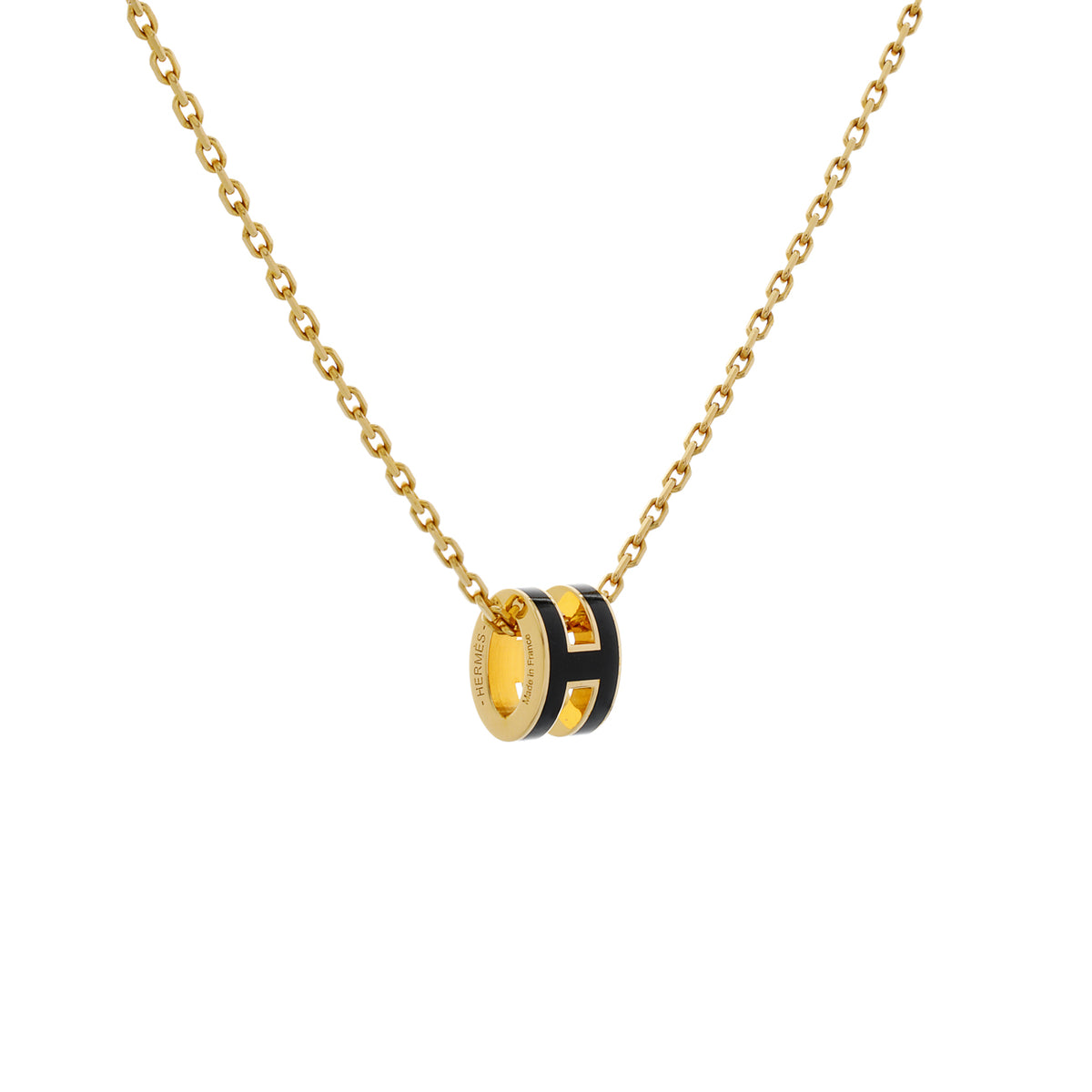 Hermes Black Lacquer Mini Pop H Pendant Necklace Designer Jewellery Hermes